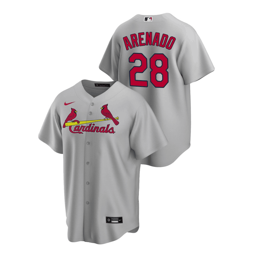Men's St. Louis Cardinals #28 Nolan Arenado Grey Cool Base Stitched Jersey